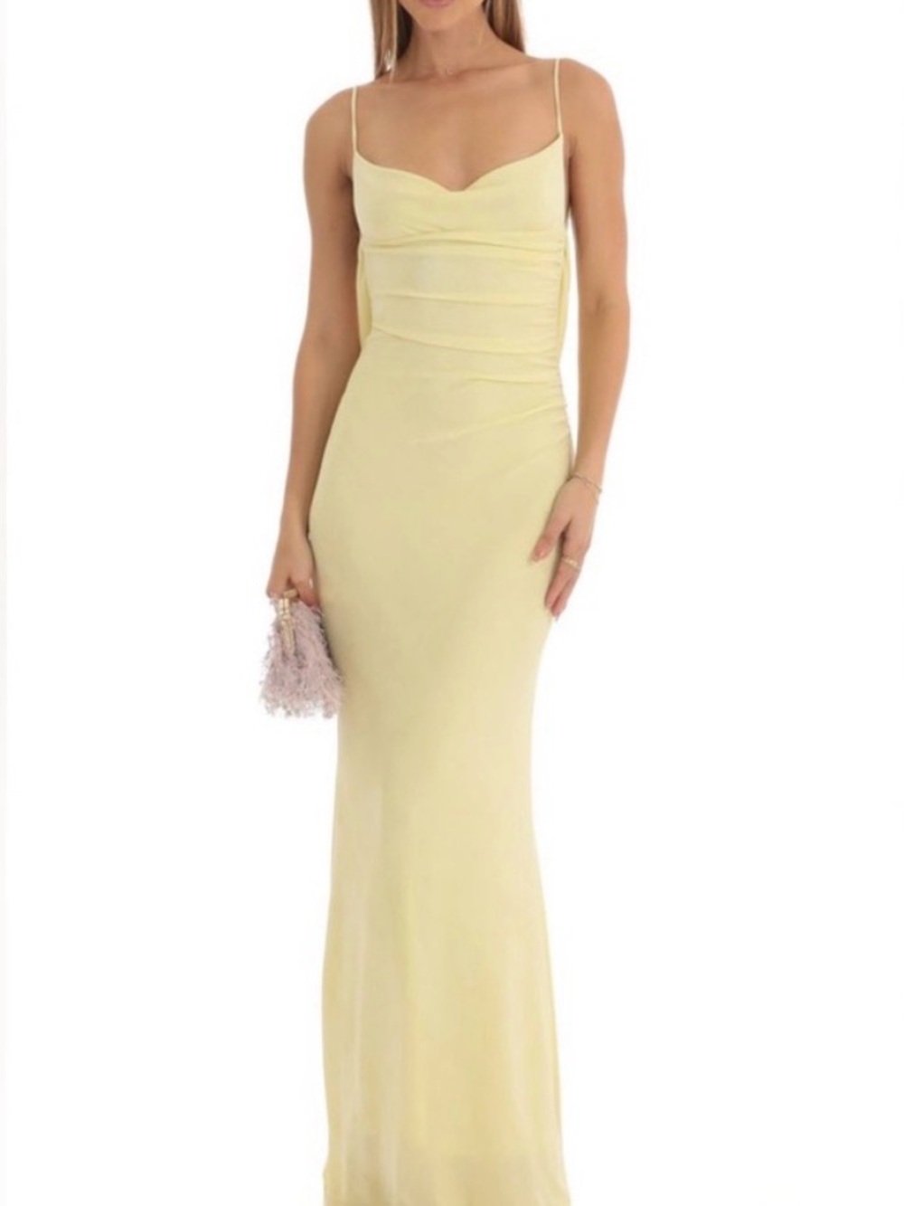 Lucy in the Sky Pale Yellow Spaghetti-Strap Maxi Dress